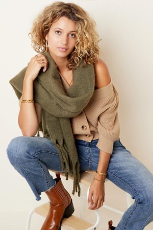 Warm winter scarf solid color brown Polyester h5 Picture2
